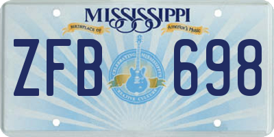 MS license plate ZFB698