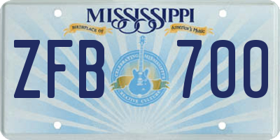 MS license plate ZFB700