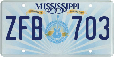 MS license plate ZFB703
