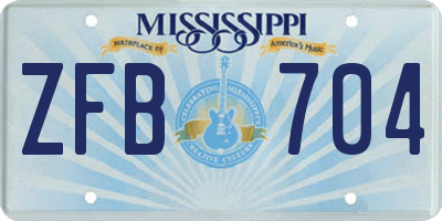 MS license plate ZFB704