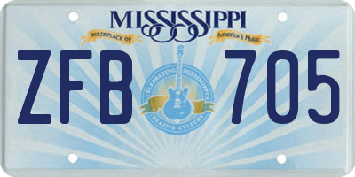 MS license plate ZFB705