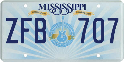 MS license plate ZFB707