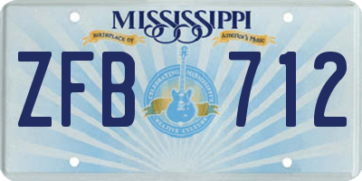 MS license plate ZFB712