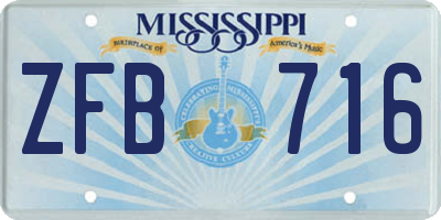 MS license plate ZFB716