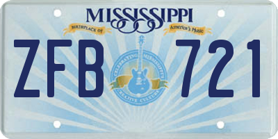 MS license plate ZFB721