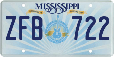 MS license plate ZFB722