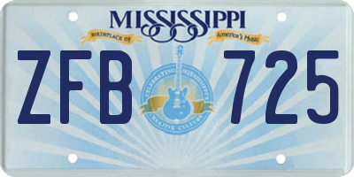 MS license plate ZFB725