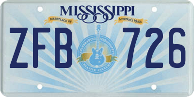 MS license plate ZFB726