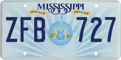 MS license plate ZFB727