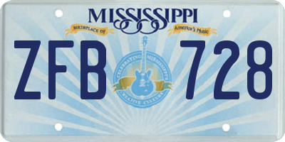 MS license plate ZFB728