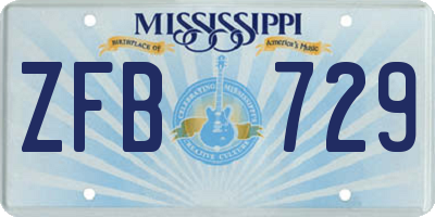 MS license plate ZFB729