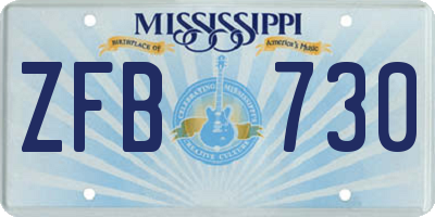 MS license plate ZFB730