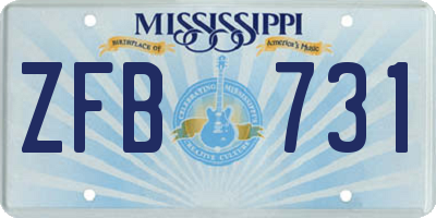 MS license plate ZFB731
