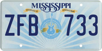 MS license plate ZFB733