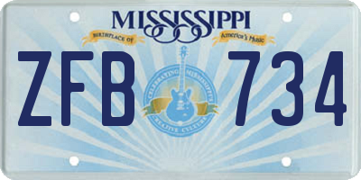 MS license plate ZFB734