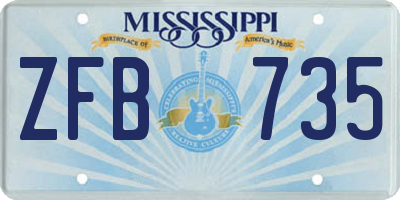 MS license plate ZFB735