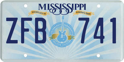 MS license plate ZFB741