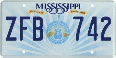 MS license plate ZFB742