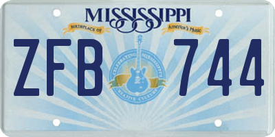 MS license plate ZFB744