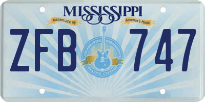 MS license plate ZFB747