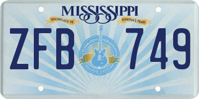MS license plate ZFB749