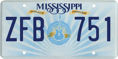 MS license plate ZFB751