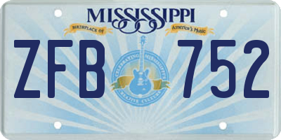 MS license plate ZFB752