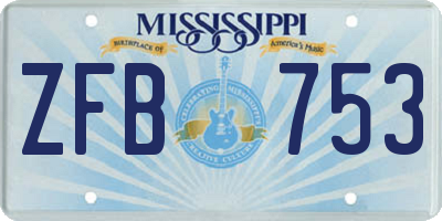 MS license plate ZFB753