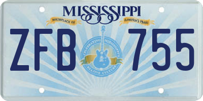 MS license plate ZFB755