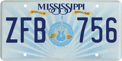 MS license plate ZFB756