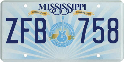 MS license plate ZFB758