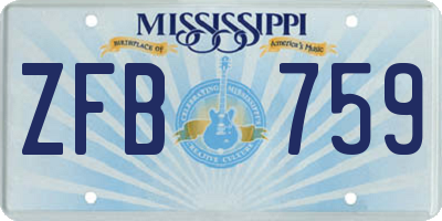MS license plate ZFB759