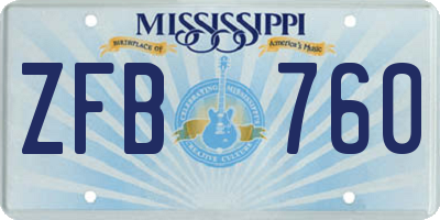 MS license plate ZFB760