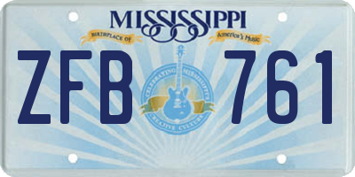 MS license plate ZFB761