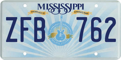 MS license plate ZFB762