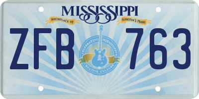 MS license plate ZFB763