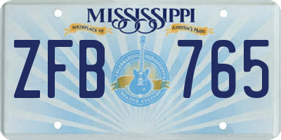 MS license plate ZFB765