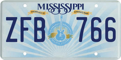 MS license plate ZFB766