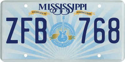 MS license plate ZFB768