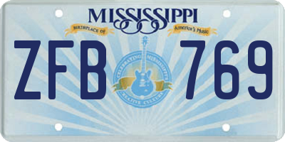 MS license plate ZFB769