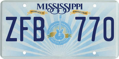 MS license plate ZFB770
