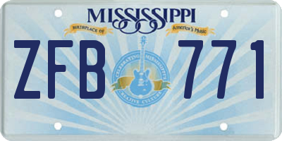 MS license plate ZFB771