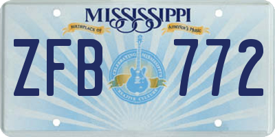 MS license plate ZFB772