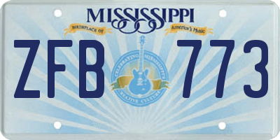 MS license plate ZFB773