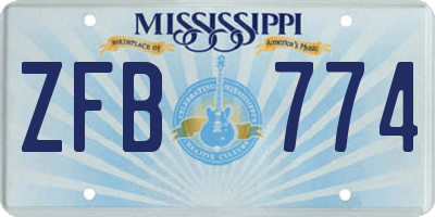 MS license plate ZFB774