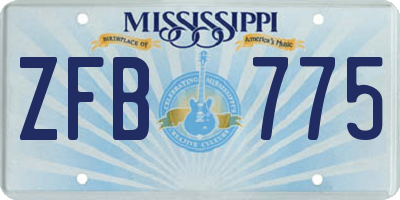 MS license plate ZFB775
