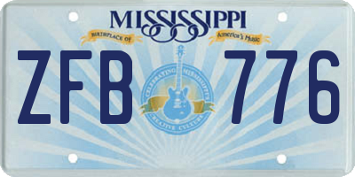 MS license plate ZFB776