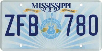 MS license plate ZFB780