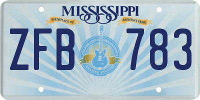 MS license plate ZFB783