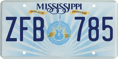 MS license plate ZFB785